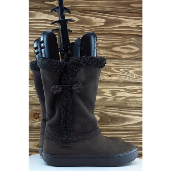 Crocs Size 7 M Round Toe Brown Warm Synthetic Boots 14777 - Picture 4 of 7